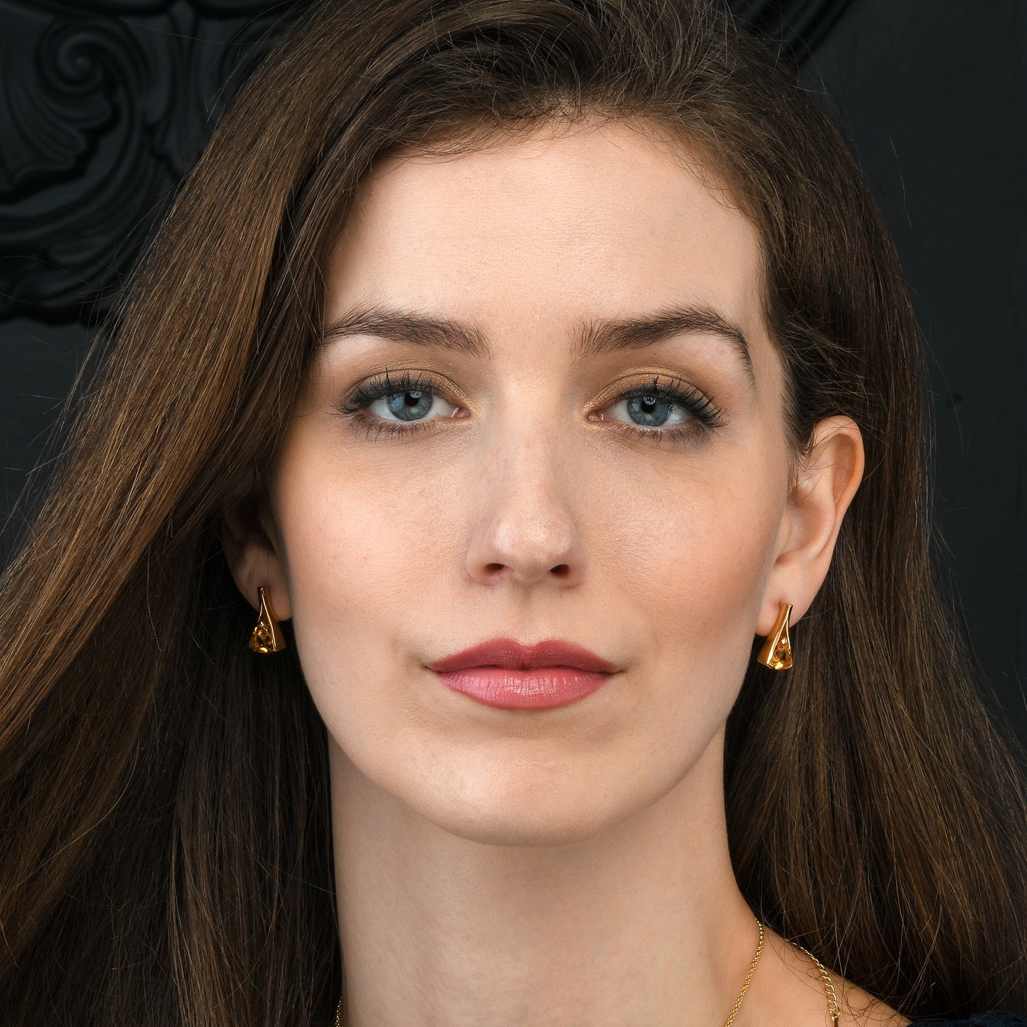 Gold Vermeil Trillion Cut Citrine Gemstone Stud Earrings For Women