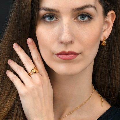 Gold Vermeil Trillion Cut Citrine Gemstone Ring For Women