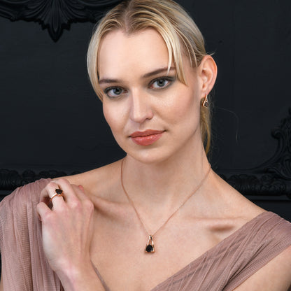 Rose Gold Vermeil Smoky Quartz Trillion Pendant Necklace For Women