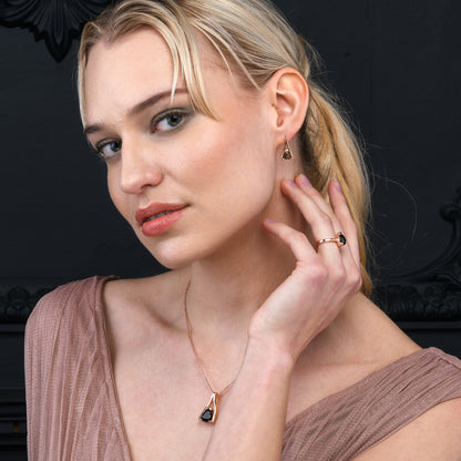 Rose Gold Vermeil Smoky Quartz Trillion Pendant Necklace For Women