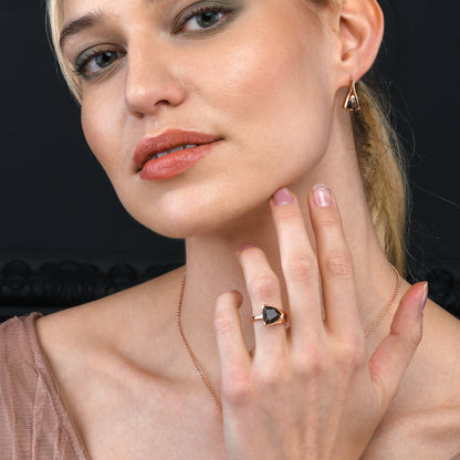 Rose Gold Vermeil Trillion Cut Smoky Quartz Gemstone Ring For Women