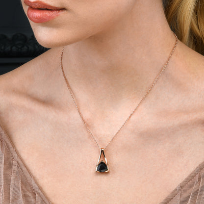 Rose Gold Vermeil Smoky Quartz Trillion Pendant Necklace For Women