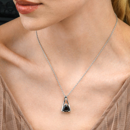 Sterling Silver Smoky Quartz Trillion Pendant Necklace For Women