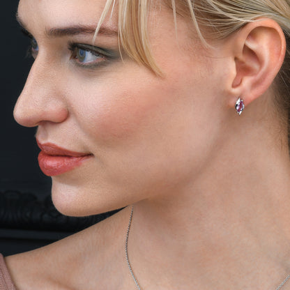 925 Sterling Silver Amethyst Marquise Stud Earrings