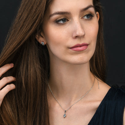 925 Sterling Silver Blue Topaz Marquise Stud Earrings