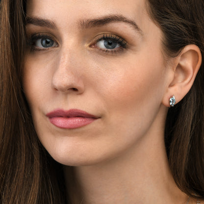 925 Sterling Silver Blue Topaz Marquise Stud Earrings