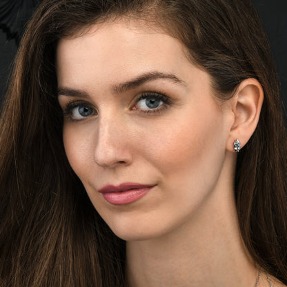 925 Sterling Silver Blue Topaz Marquise Stud Earrings
