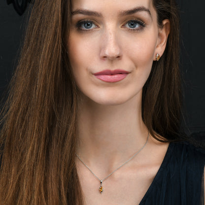 925 Sterling Silver Citrine Marquise Pendant Necklace