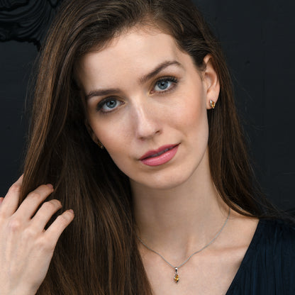 925 Sterling Silver Citrine Marquise Pendant Necklace