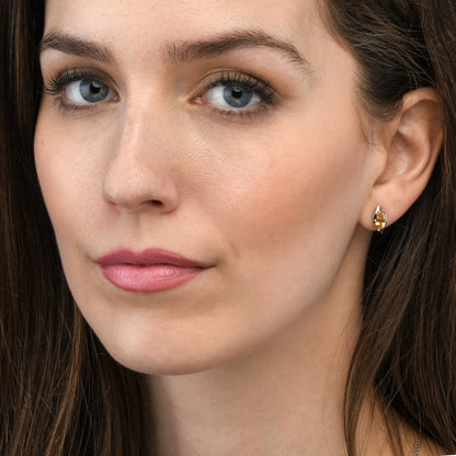925 Sterling Silver Citrine Marquise Stud Earrings