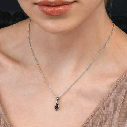 925 Sterling Silver Garnet Marquise Pendant Necklace