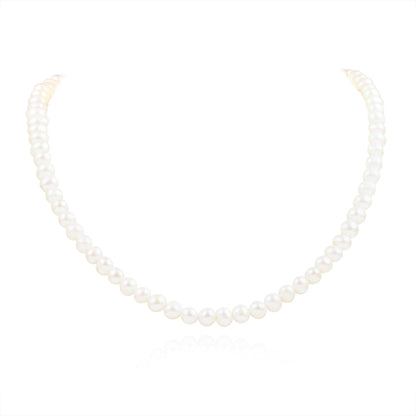 16-inch Long Freshwater Pearl Necklace in 925 Sterling Silver for Women