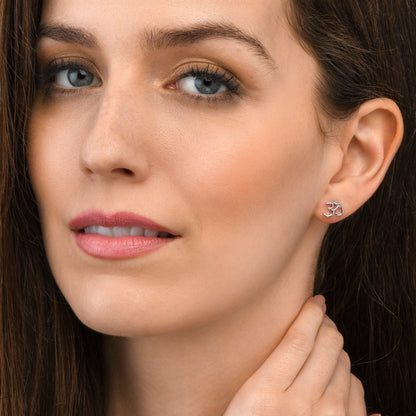 925 Sterling Silver Divine OM Stud Earrings For Women