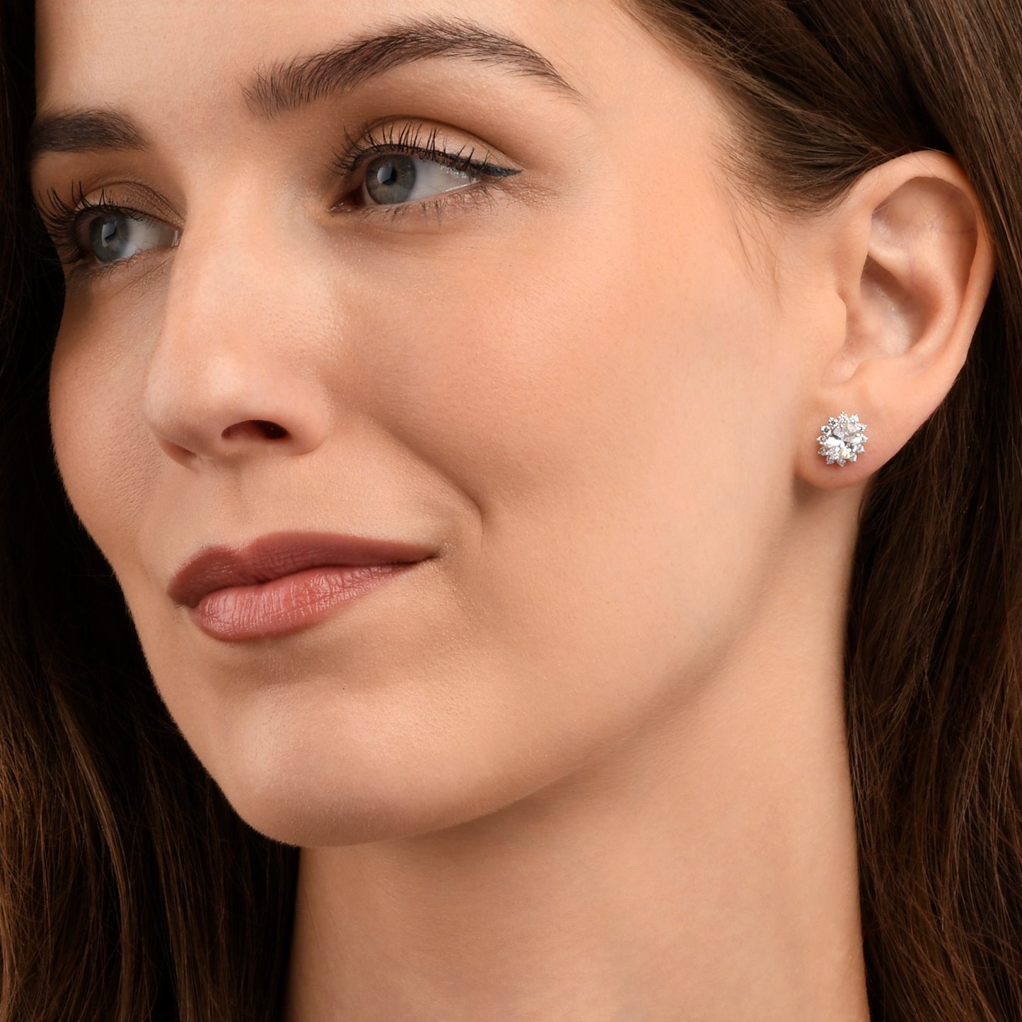 925 Sterling Silver Clear Cubic Zirconia Oval Halo Stud Earrings