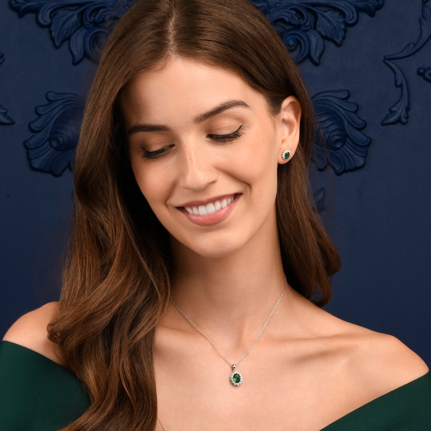 925 Sterling Silver Green Cubic Zirconia Oval Halo Stud Earrings