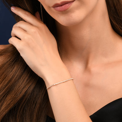 Dainty 2mm Gold Adjustable Slider Tennis Bracelet for Women