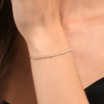 Dainty 2mm Gold Adjustable Slider Tennis Bracelet for Women
