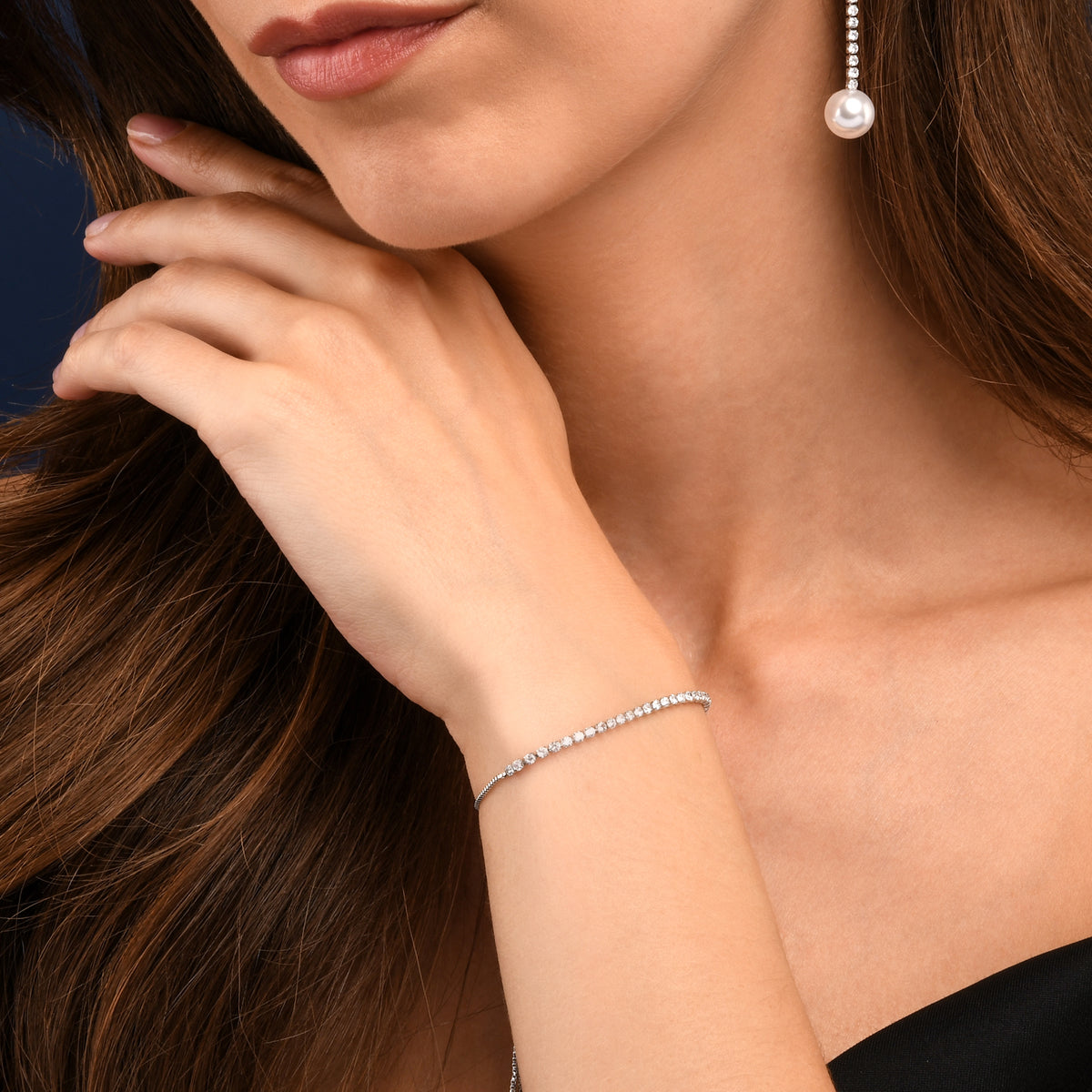 Dainty 2mm Silver Adjustable Slider Tennis Bracelet for Women
