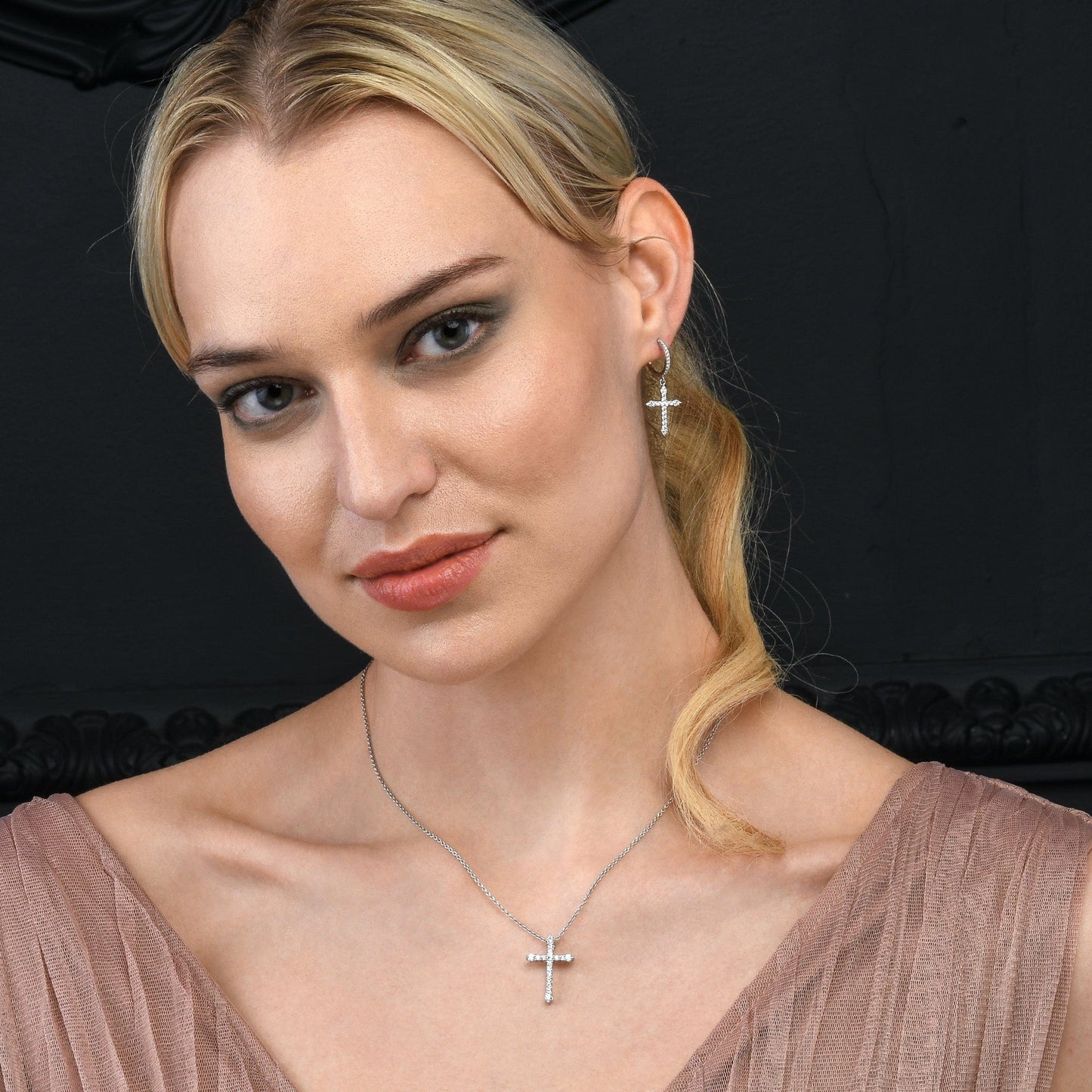 925 Sterling Silver Cross Hoop Earrings for Women