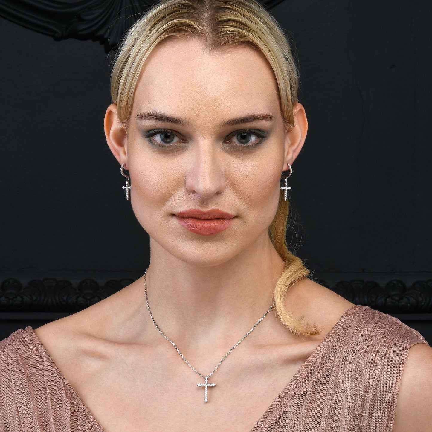 925 Sterling Silver Cross Hoop Earrings for Women