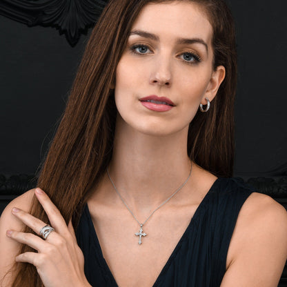 925 Sterling Silver Gothic Cross Pendant Necklace For Women