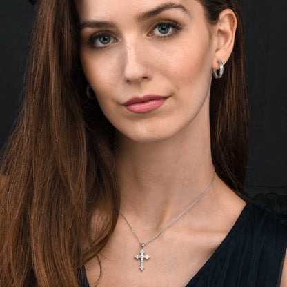 925 Sterling Silver Gothic Cross Pendant Necklace For Women