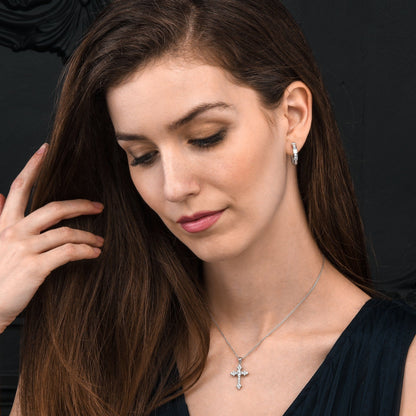 925 Sterling Silver Gothic Cross Pendant Necklace For Women