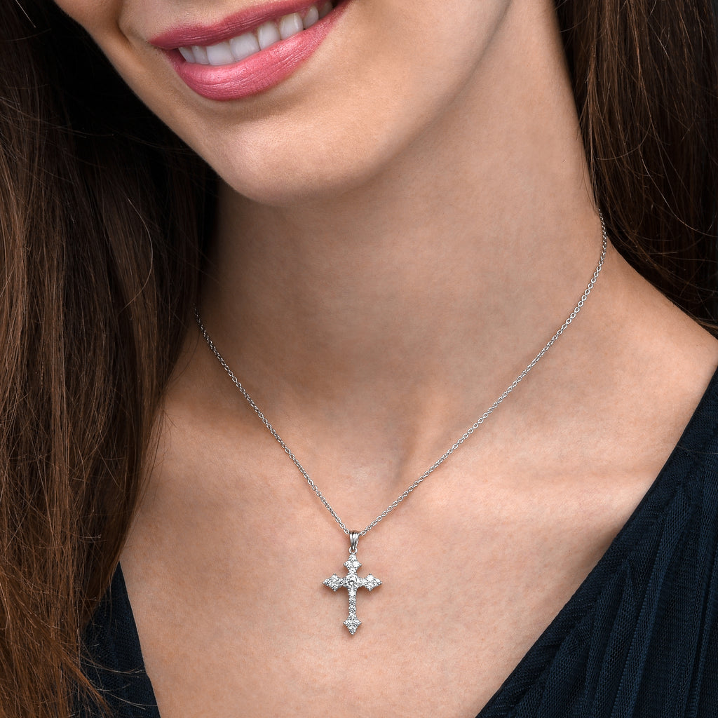 925 Sterling Silver Gothic Cross Pendant Necklace For Women