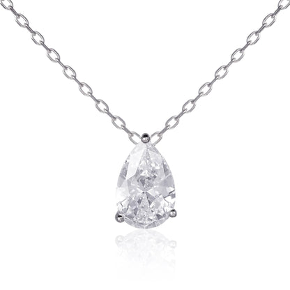 925 Sterling Silver Pear Drop Pendant Necklace For Women