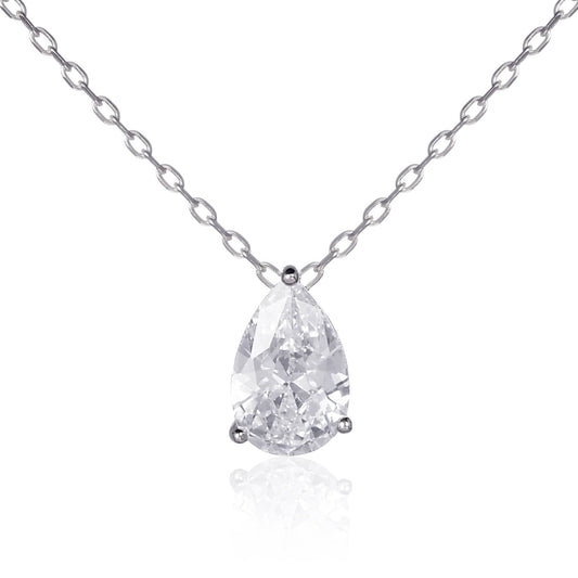 925 Sterling Silver Pear Drop Pendant Necklace For Women
