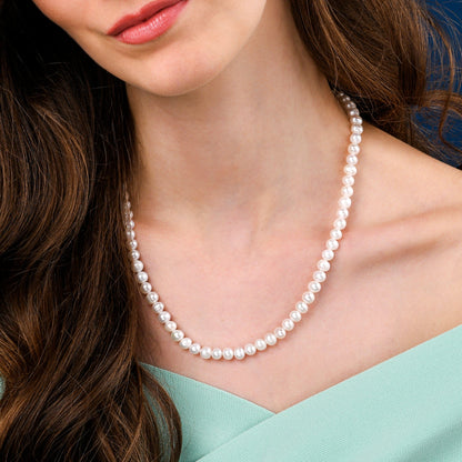 20-inch Long Freshwater Pearl Necklace in 925 Sterling Silver for Women