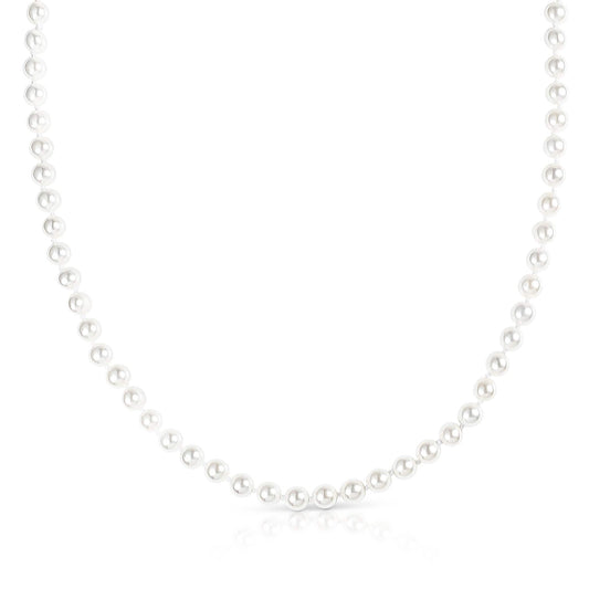 24-inch Long Stylish Pearl Necklace for Women with White Shell Pearls