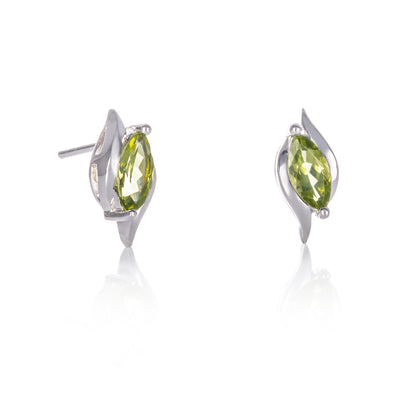 925 Sterling Silver Peridot Marquise Stud Earrings
