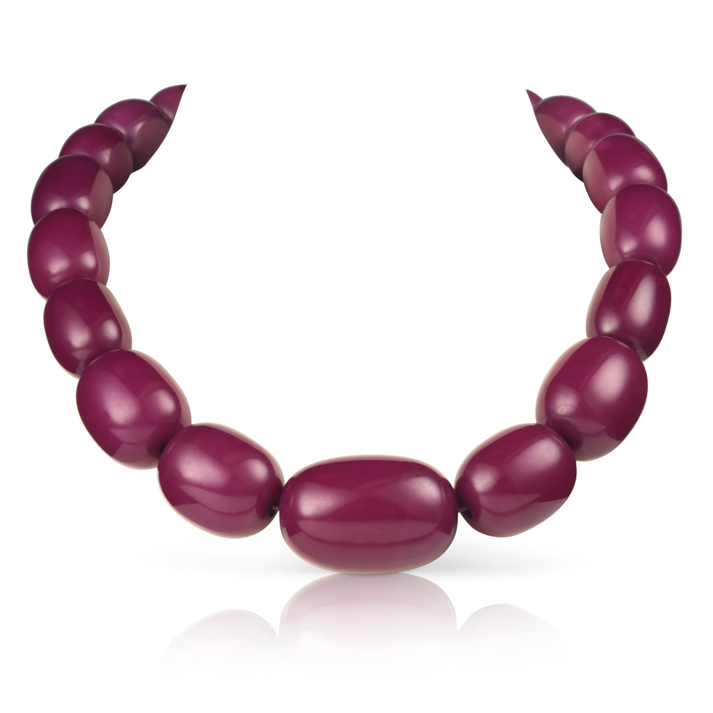 20 inch Long Purple Oval Beads Statement Necklace for Women