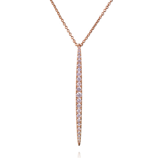 Rose Gold Plated Long Bar Pendant Necklace for Women