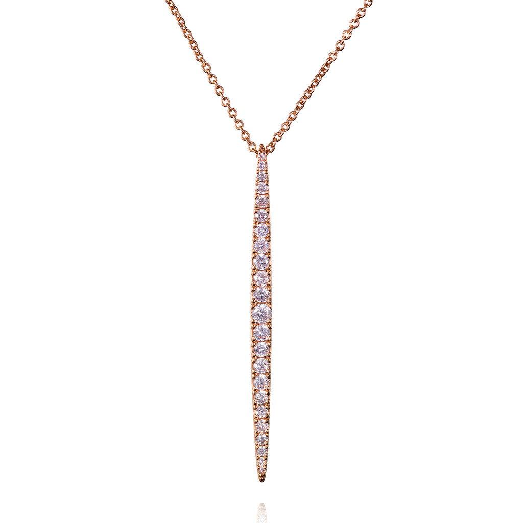 Rose Gold Plated Long Bar Pendant Necklace for Women