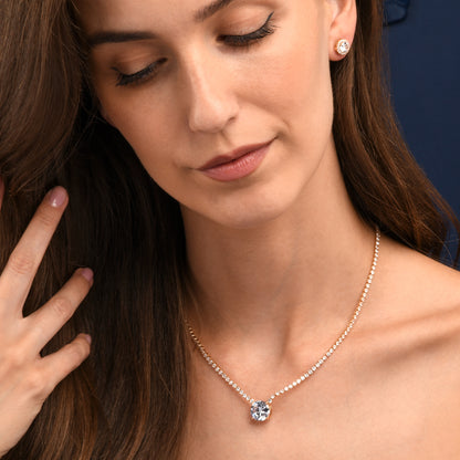 Gold Necklace with a Large Centre White Cubic Zirconia Stone