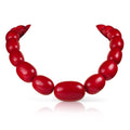 20 inch Long Red Oval Beads Statement Necklace for Women