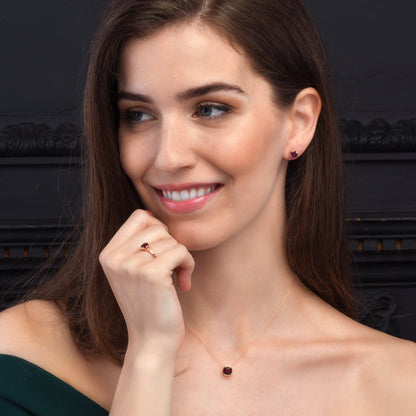 Dainty Rose Gold Vermeil Bezel Set Rhodolite Ring For Women