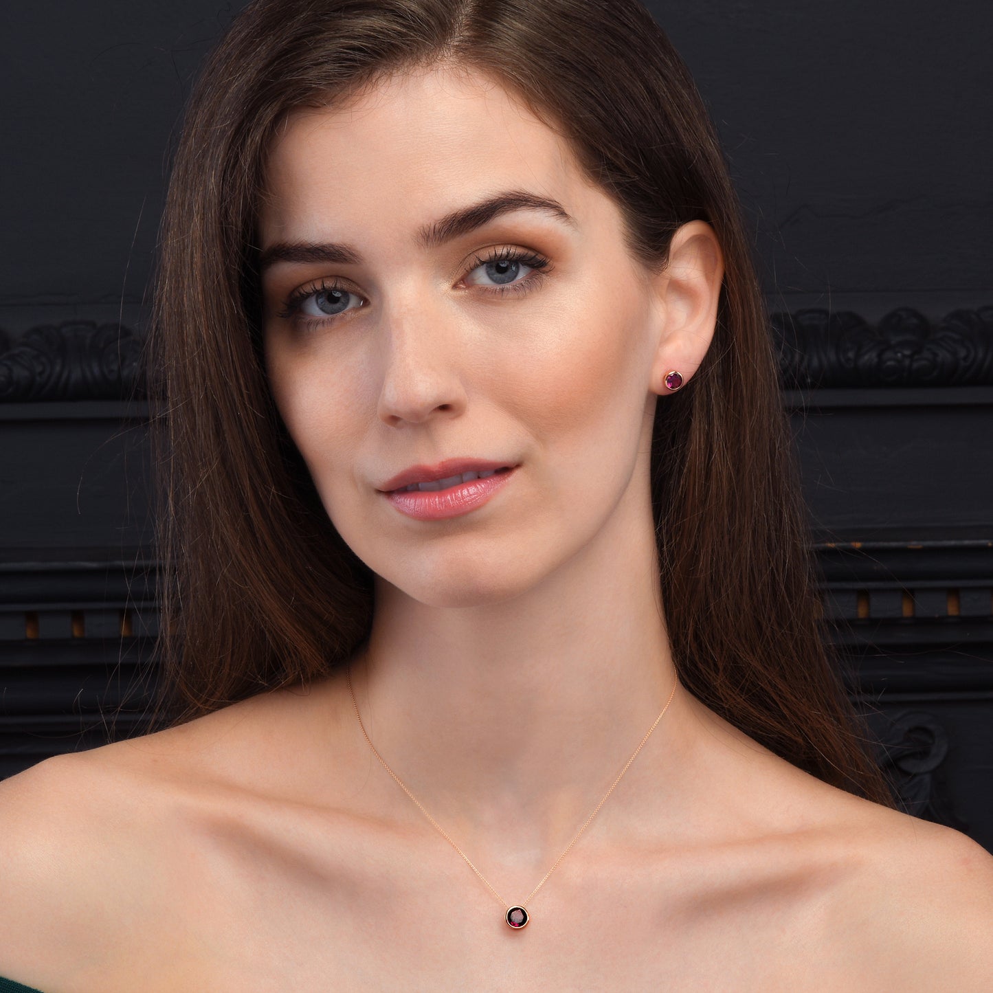 Rose Gold Vermeil Bezel Set Rhodolite Pendant Necklace For Women