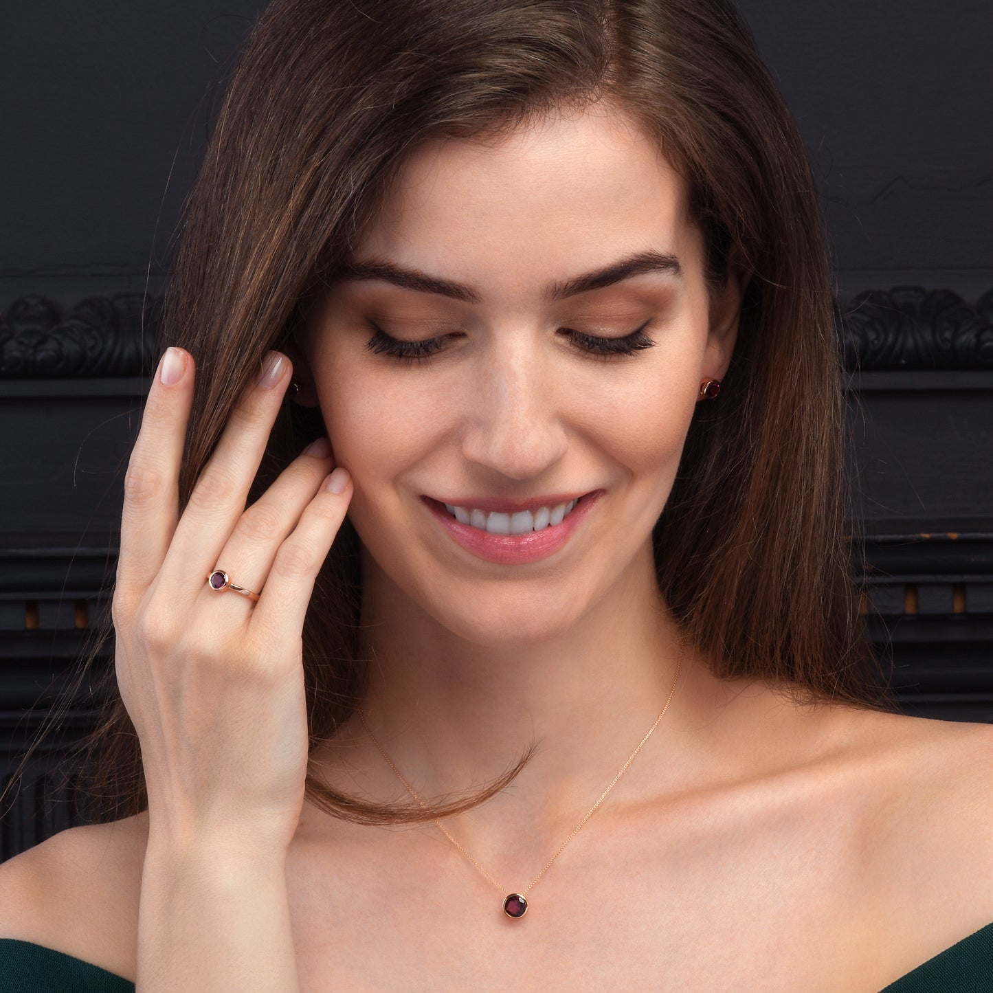 Dainty Rose Gold Vermeil Bezel Set Rhodolite Ring For Women