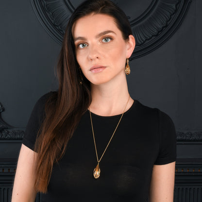 Gold Vermeil Gemstone Teardrop Pendant Necklace For Women