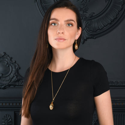Gold Vermeil Gemstone Teardrop Pendant Necklace For Women