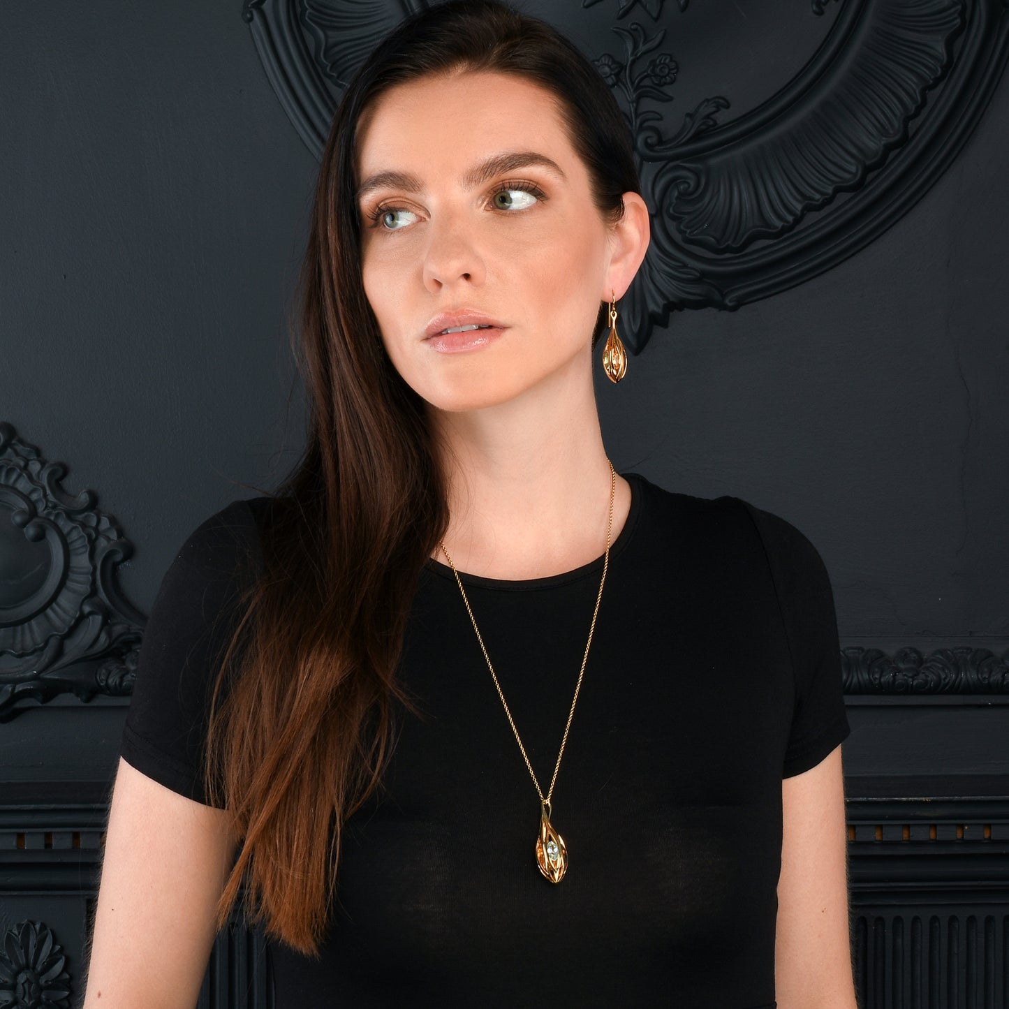 Gold Vermeil Gemstone Teardrop Pendant Necklace For Women