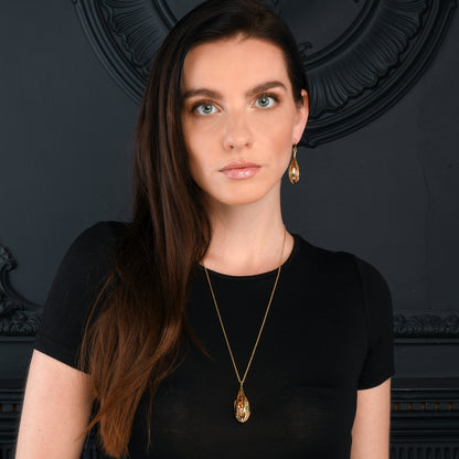 Gold Vermeil Gemstone Teardrop Pendant Necklace For Women