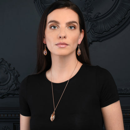 Rose Gold Vermeil Gemstone Teardrop Pendant Necklace For Women