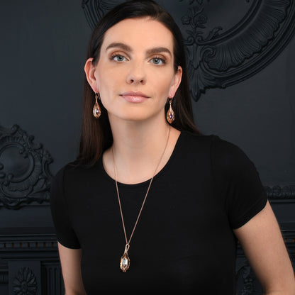 Rose Gold Vermeil Gemstone Teardrop Pendant Necklace For Women