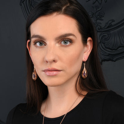 Rose Gold Vermeil Multicolored Gemstone Teardrop Earrings For Women