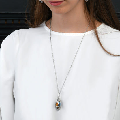 925 Sterling Silver Gemstone Teardrop Pendant Necklace For Women