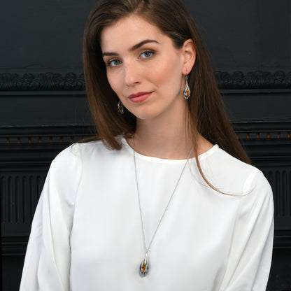 925 Sterling Silver Gemstone Teardrop Pendant Necklace For Women